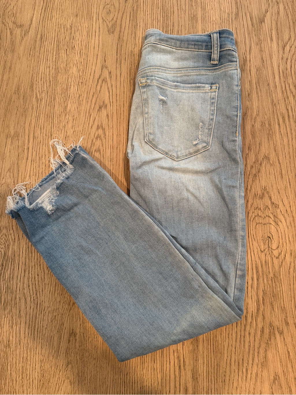 Flying Monkey Light Wash Ripped High Rise Raw Hem Jeans Sz 27